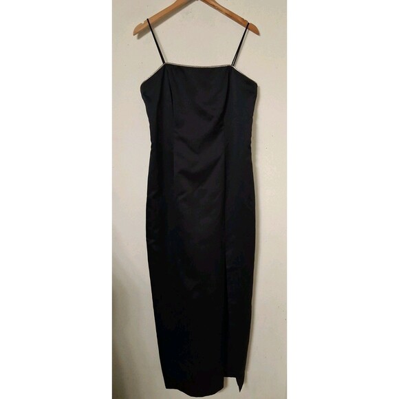Onyx Nite Dresses & Skirts - VTG 90s Onyx Nite Sz 14 Womens Black Whimsigoth Formal Maxi Slip Dress Rhineston